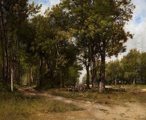 View Of A Forest With A Donkey-cart
