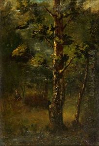 Madchen In Waldinnerem by Leon Richet