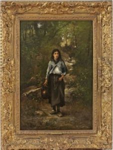Jeune Fille A La Source En Foret De Barbizon by Leon Richet