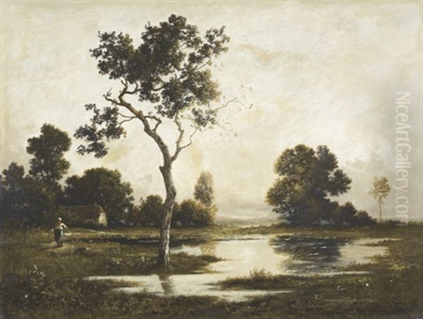 Landschaft Mit Bauerin Und Teich - view 1