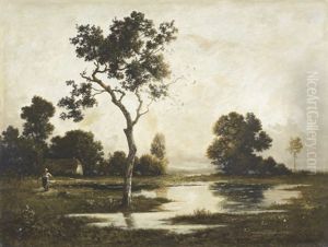 Landschaft Mit Bauerin Und Teich Landschaft Mit Bauerin Und Teich