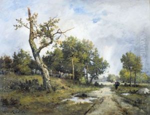 Landschaft Mit Reisigsammlerin Bei Fontainebleau Landschaft Mit Reisigsammlerin Bei Fontainebleau