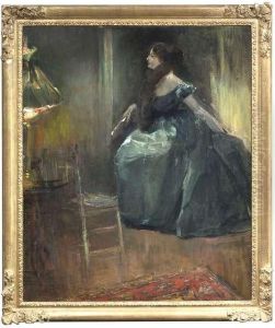 Borchardt, Hans. Interior With A Lady Wearing An Evening Dress