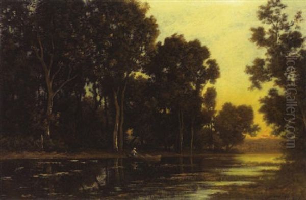 Teichlandschaft Mit Ruderboot - view 1