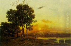 Fishing At Sunset by Leon Richet