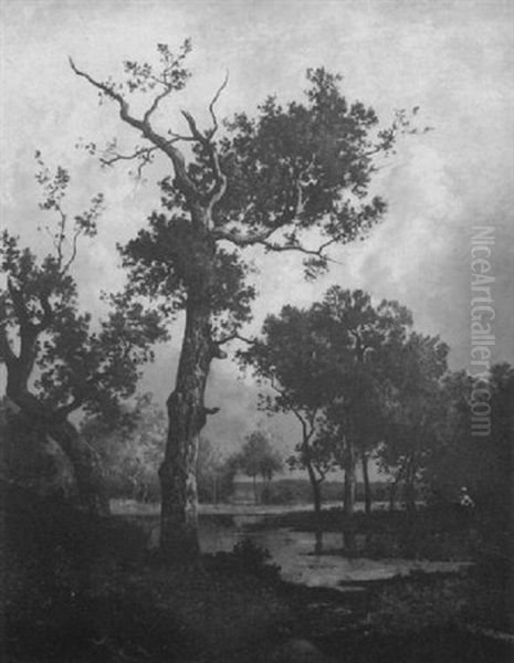 Wooded Landscape With Peasant - view 1