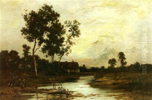 Cottage By A Stream At Twilight - view 1
