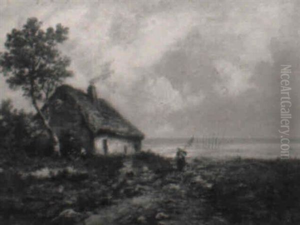 The Fisherman's Hut: Landscape With Figures And A Distant Sea - view 1