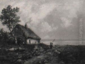 The Fisherman's Hut: Landscape With Figures And A Distant Sea
