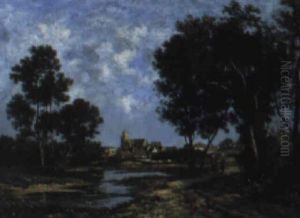 Le Village Au Bord De La Riviere by Leon Richet