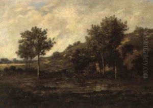 Sommerlandschaft Mit Einem Teich Sommerlandschaft Mit Einem Teich