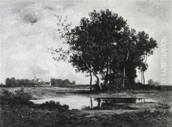 Landschaft Mit Teich Und Baumgruppe - view 1