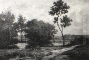 River Landscape With Figure by Leon Richet