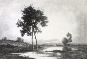 Lever De Soleil Sur L'etang by Leon Richet