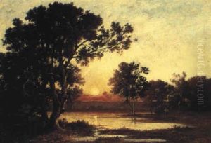 Sunset By The Lake by Leon Richet