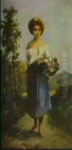 Junges Madchen Mit Einem Blumenkorb