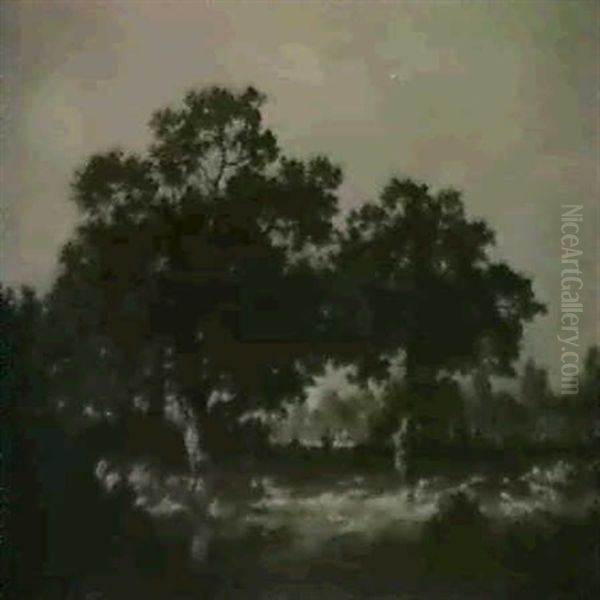 A Faggot Gatherer In A Wooded Landscape - view 1
