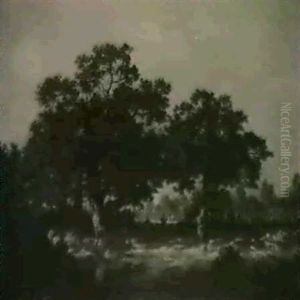 A Faggot Gatherer In A Wooded Landscape by Leon Richet