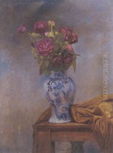 Les Roses Au Vase Bleu by Herman Richir