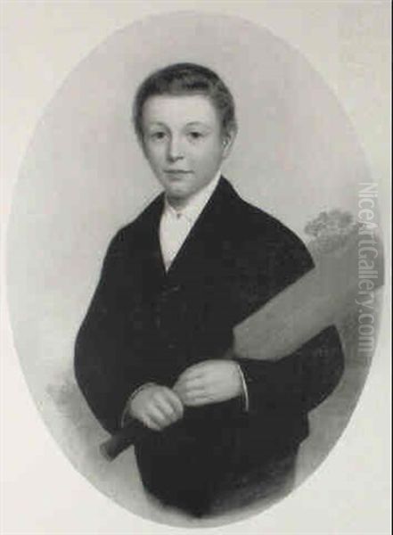 Portrait Of A Boy, Holding A Hat And Cane - view 1