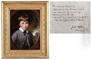 Portrait Of John Scott, Viscount Encombe, As A Boy, In A Grey Coat With White Collar by George Richmond