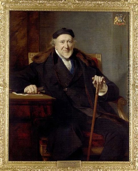 Portrait Of Sir Moses Montefiore Seated At A Desk, In A Black Suit And Cap - view 1