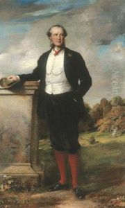 Portrait Of Beilby Richard Lawley, 2nd Baron Wenlock, In A Brown Suit With A White Waistcoat, Standing On The Terrace At Escrick Hall