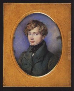 A Young Gentleman Wearing Blue-green Coat, Tied Black Stock And White Chemise