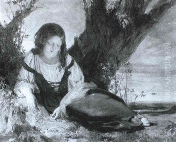 A Girl Resting Under A Tree - view 1