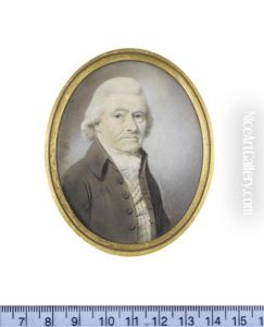 Reverend Thomas Forster Saunders, Wearing Brown Coat, Apricot Embroidered Waistcoat, White Chemise, Stock And Cravat, His Wig Powdered