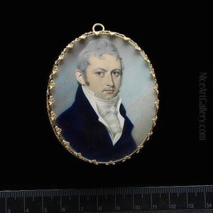A Gentleman, Wearing Blue Coat, White Waistcoat, Frilled Cravat, Tied Stock And Powdered Hair by Thomas Richmond