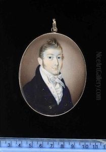 A Gentleman Wearing Blue Coat, White Waistcoat, Frilled Chemise And Tied Cravat by Thomas Richmond
