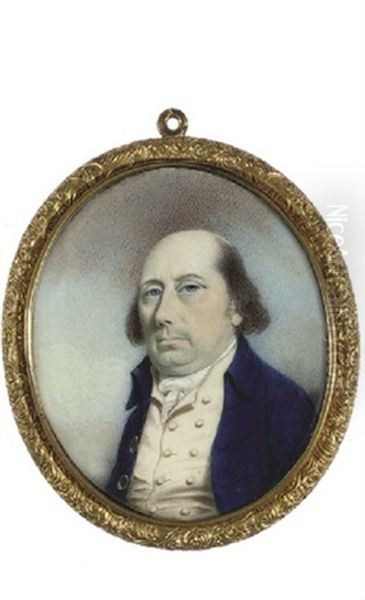 A Gentleman In Blue Coat And White Waistcoat, Sky Background - view 1