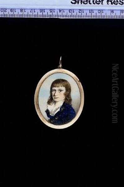 A Father Wearing Green Coat With Black Collar, White Waistcoat, Frilled Chemise And Cravat, His Hair Powdered (+ His Son Wearing Blue Coat, White Waistcoat And Frilled Collar, Verso) - view 1