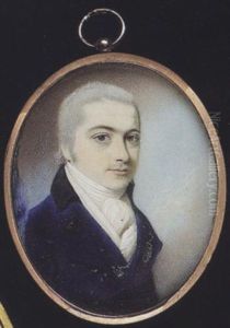 A Gentleman Wearing Blue Coat With Black Collar, White Waistcoat And Cravat