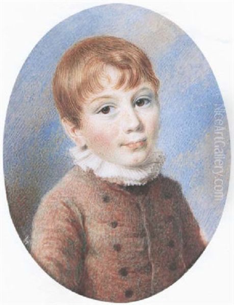 Portrait Of George Richmond Wearing A Lace Collar And Brown Jacket - view 1