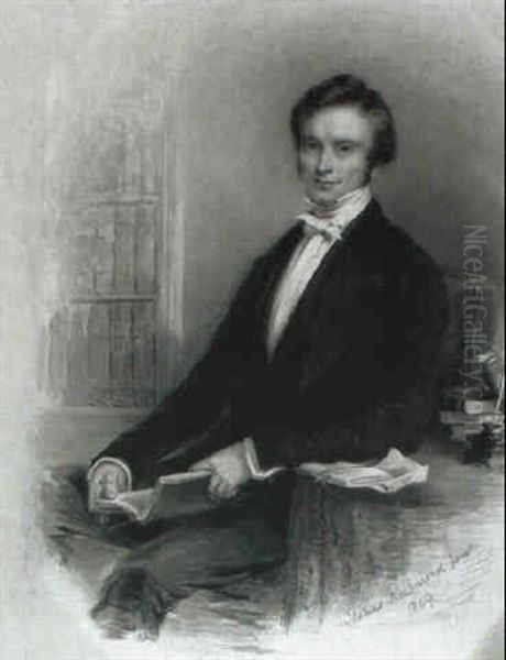 Portrait Of A Gentleman Reading Beside A Table - view 1