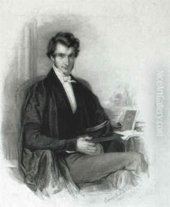 Portrait Of A Merton College Scholar Beside A Table With Books by Thomas Richmond