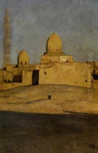 A Figure On Sand Dunes Before A Cairo Mosque by Sir William Blake Richmond