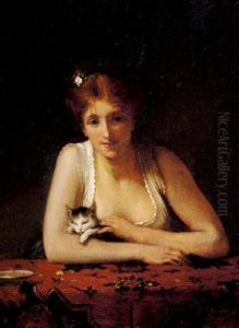 Meisje Met Poes by Jules Richomme