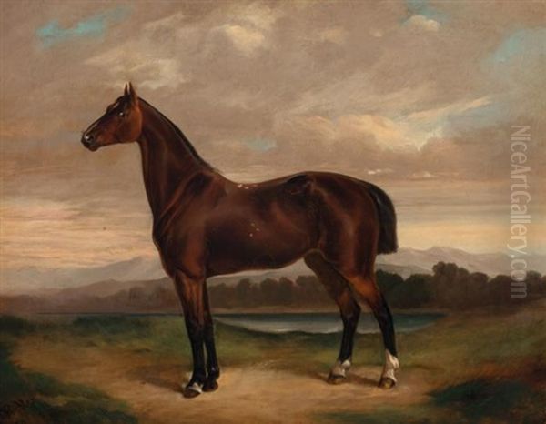 A Horse In A River Landscape - view 1