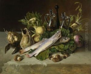Stillleben Mit Gemuse Und Fischen by Carl August Richter