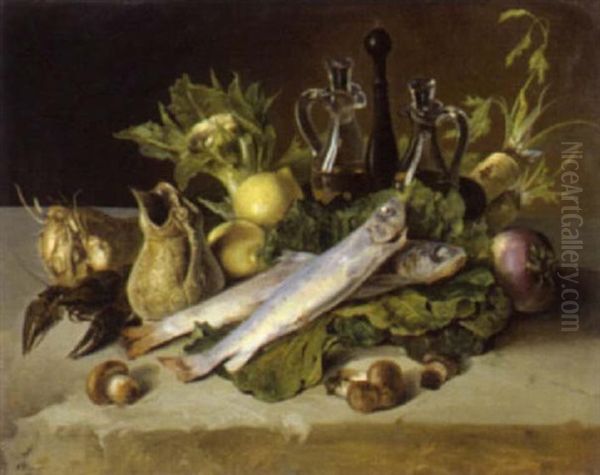 Stilleben Mit Zitronen, Pilzen, Ruben, Fischen - view 1