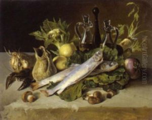 Stilleben Mit Zitronen, Pilzen, Ruben, Fischen by Carl August Richter