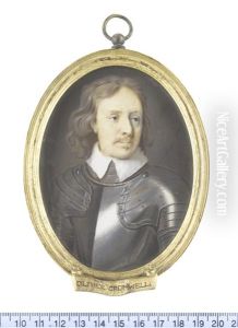 Oliver Cromwell (1599-1658), Lord Protector Of England (1653-1658), Wearing Suit Of Armour And White Collar, His Natural Hair Worn To His Shoulders