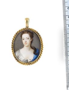 A Lady, Wearing White Robe And Blue Mantle
