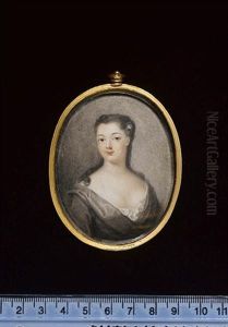 A Lady Wearing Grey Dress And White Underslip, Her Dark Hair Adorned With A Pink Flower
