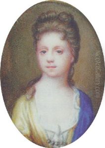 Elisabeth Onslow (nee Knight) Wearing A Blue Shawl Over Her Left Shoulder And A Decollete Yellow Dress