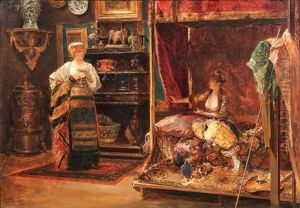Interieur D'une Femme Peintre by Edouard Frederic Wilhelm Richter