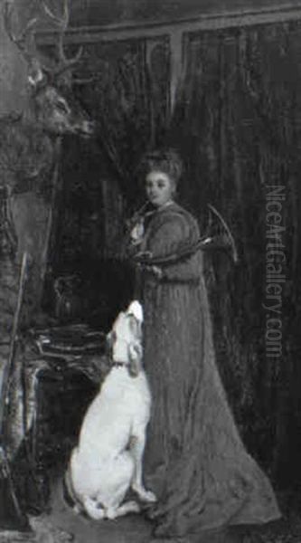 Interior Setting Depicting A Lady With Her Huntsman - view 1